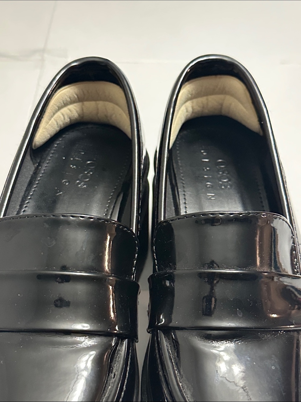ASOS Design Black Chunky Platform Loafer Heels Y2K Academia Preppy Size 5 - Picture 3 of 12